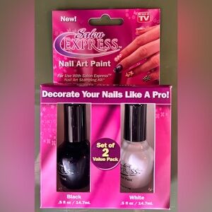 2 PACKS-2 Nail Paint Set, Salon Express Nail Art Black./ White